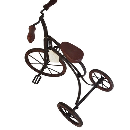 Antique Handmade Metal Iron & Wood Decorative Tricycle Decor Large 15”