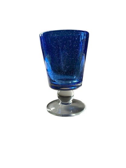 Authentic Blown Glass Cocktail Goblet Cobalt Blue Made In Mexico Tonala 5.5”