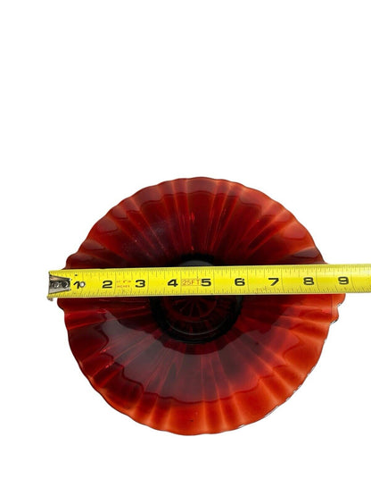 Vintage Anchor Hocking 1950’s  Ruby Red Candy Serving Glass Plate 8” Diameter