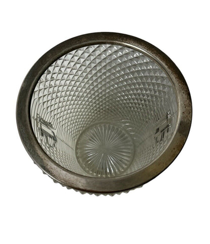 MCM heavy cut glass ice or champagne bucket vintage silver Nickel Rim 1960’s