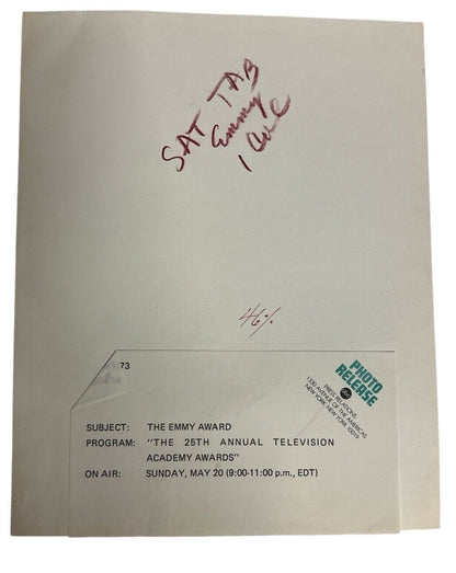 EMMY Award 25th Annual May 20th 1973 Press Release photo Original 9” x 7”