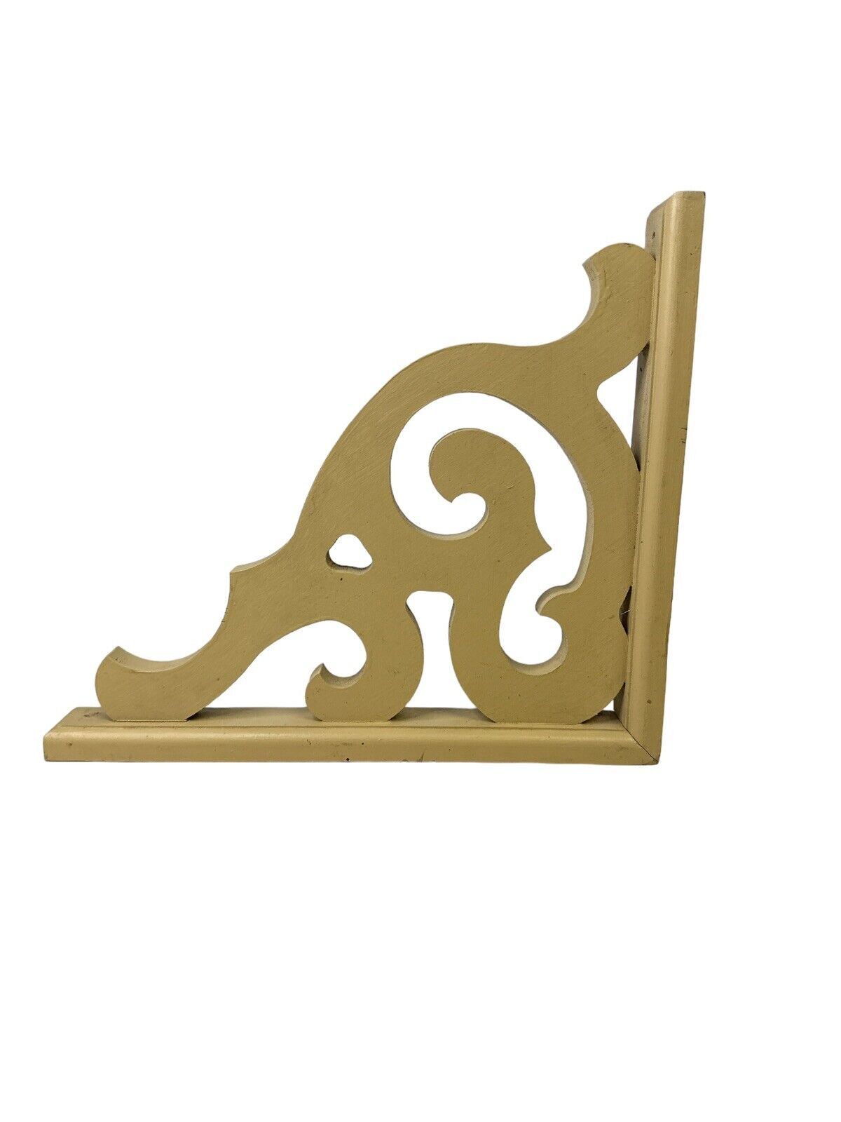 Vtg Cream Colored Wood Corbel Shelf Brackets 12” X 10.5”x 1.75”