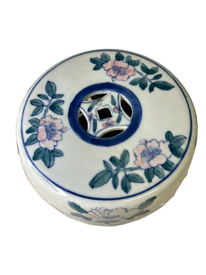 Hand painted chinese chinoiserie diminutive porcelain garden stool plant stand