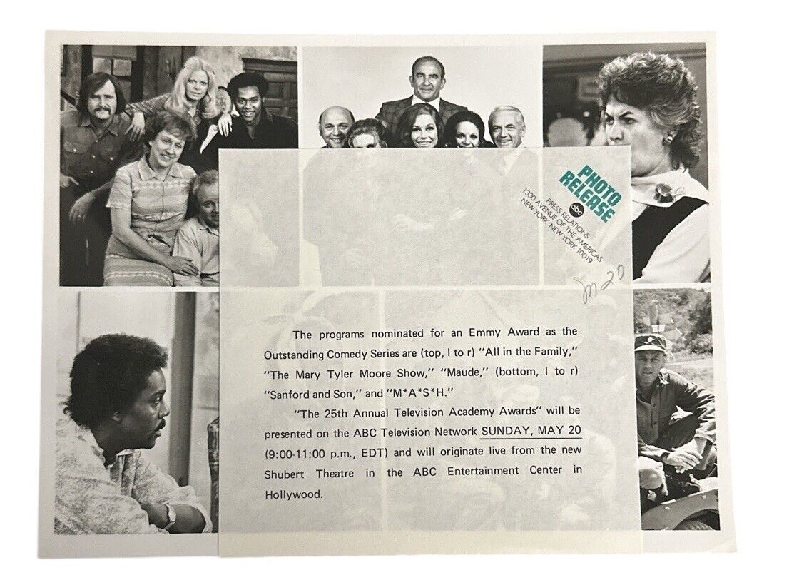 25th Annual Emmy Awards 1973 Press Release photo 5 Up Outstanding Comedy Series