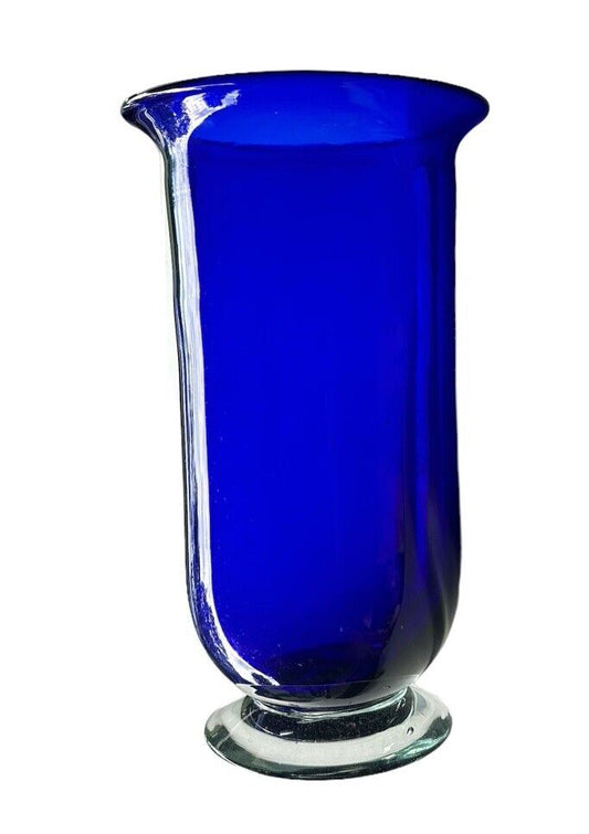 VTG 1990’s Large Hand Blown Cobalt Blue Glass Vase Made In Mexico