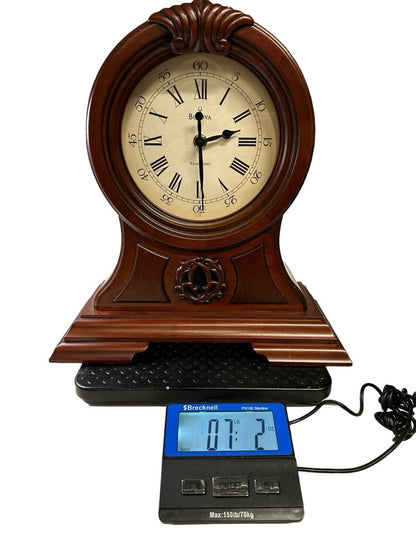 Vintage Walnut Bulova Mantel Clock Battery Operated Beautiful 15” X 14”