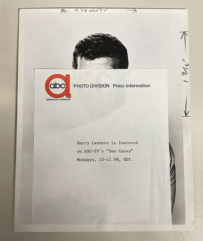 1962 ABC TV Series Press Release Photo Harry Landers In Ben Casey