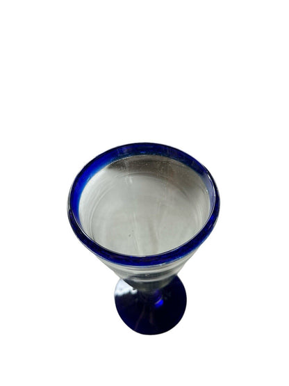 Authentic Blown Glass Drinkware Goblet Cobalt Blue Made In Mexico Tonala 7.5”