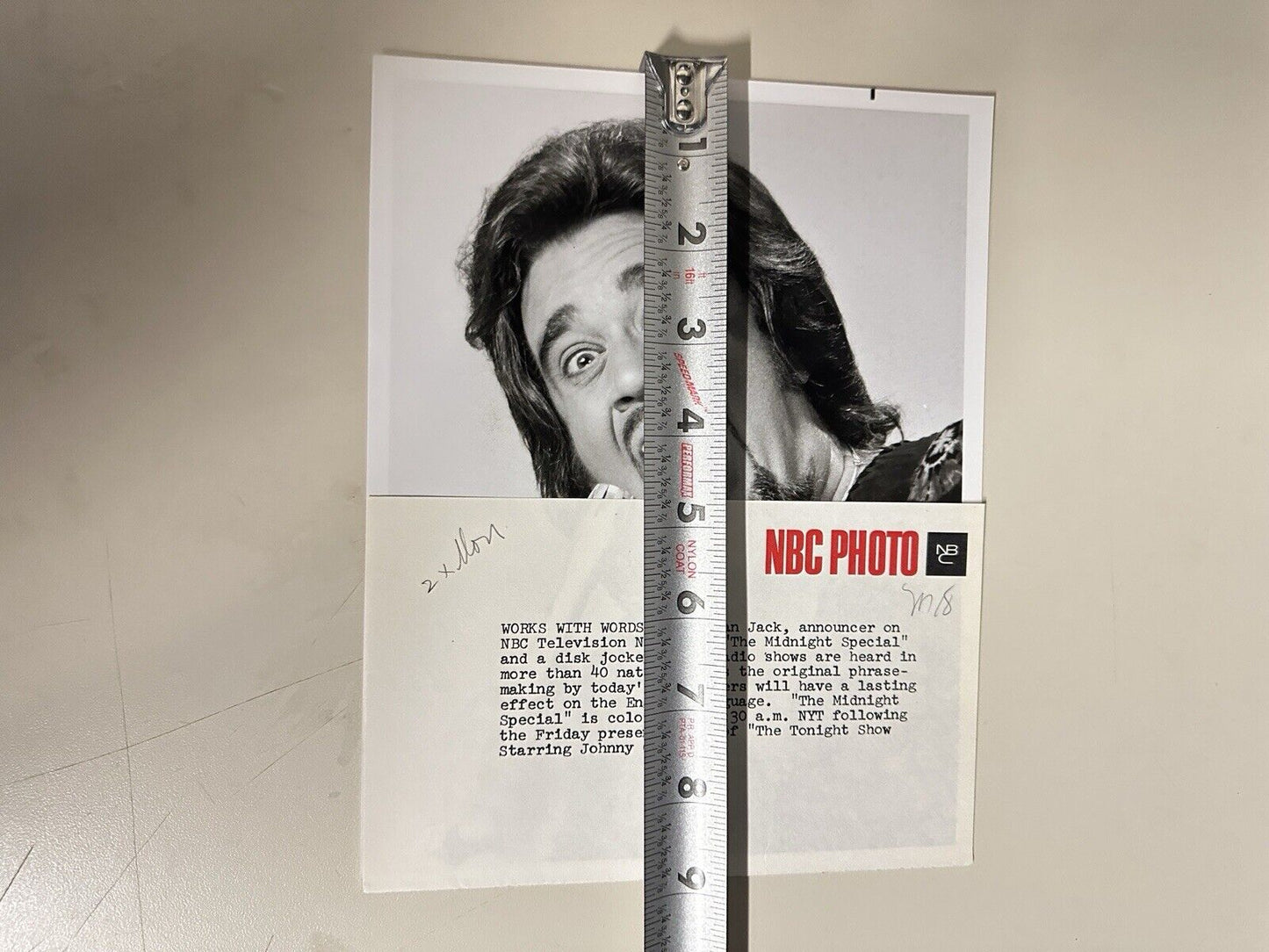 1973 DJ Wolfman Jack Authentic Press Release Photo from The Midnight Show NBC