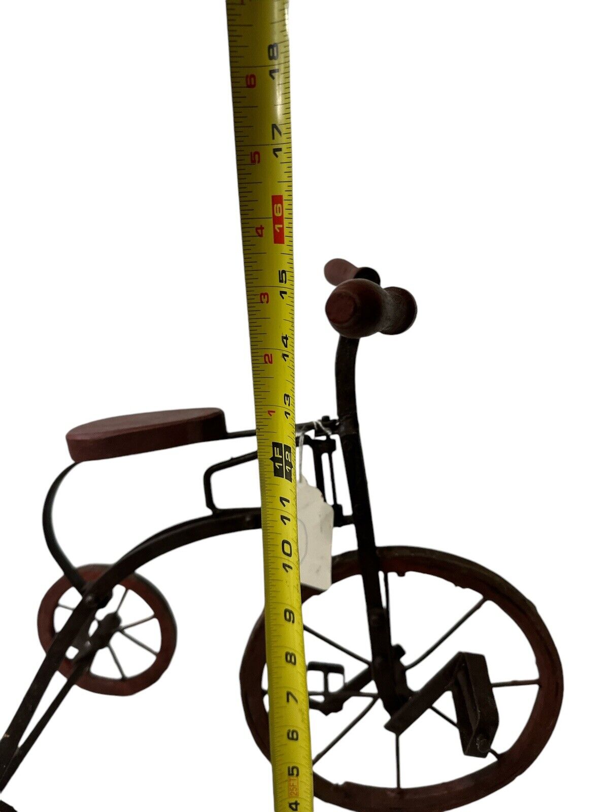 Antique Handmade Metal Iron & Wood Decorative Tricycle Decor Large 15”