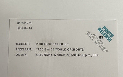 1971 ABC World Wide Of Sports Press Release Photo Professional Skier