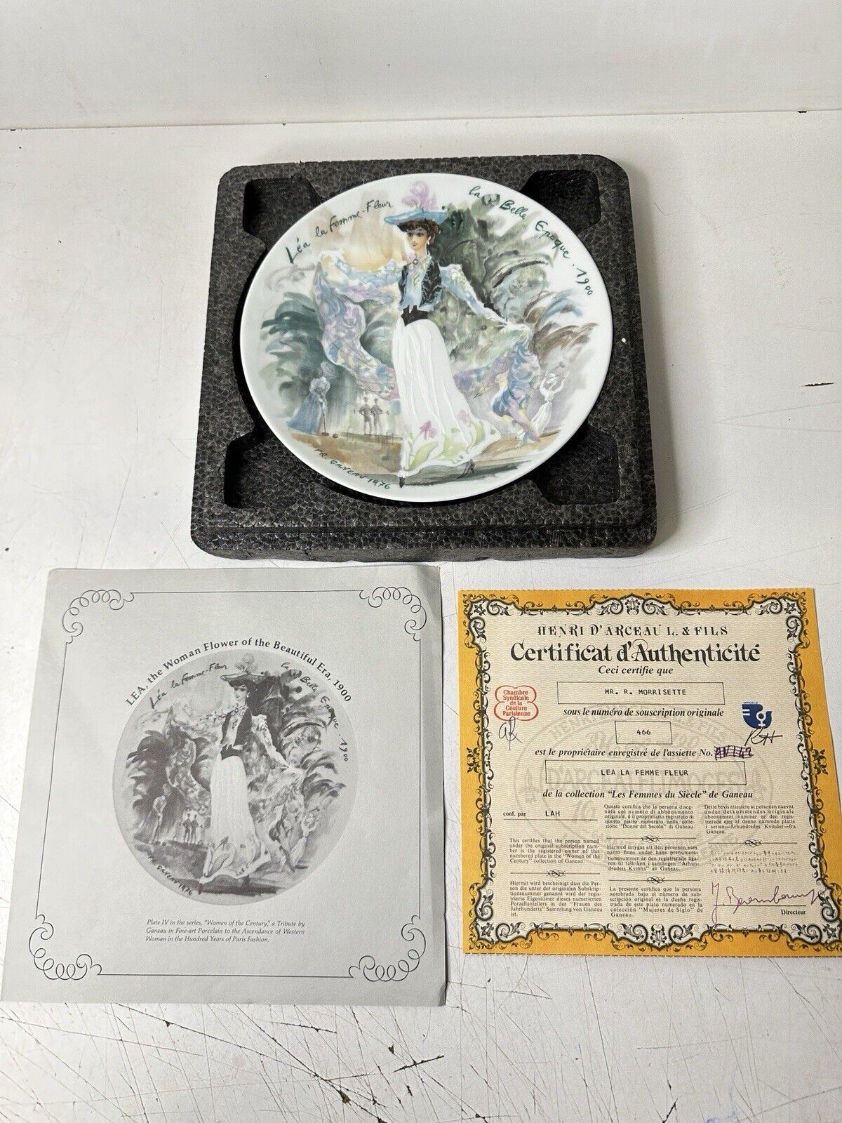 Henri D'Arceau Limoges Lea La Femme Fleur 1900 Collector's Plate Vtg 1976