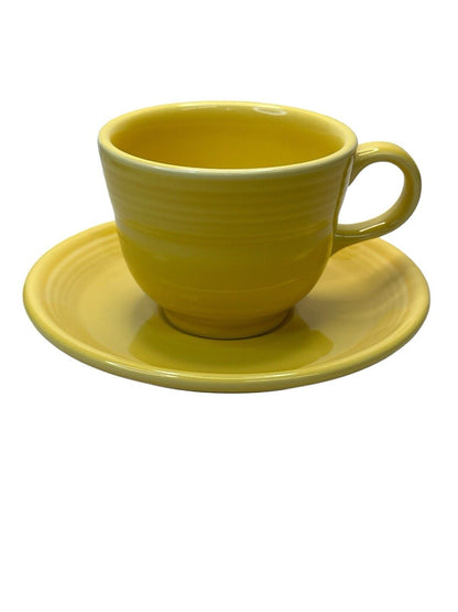 Fiestaware Vtg 2003 Fiesta Coffee Tea Cup and Saucer Set Sunflower yellow Color