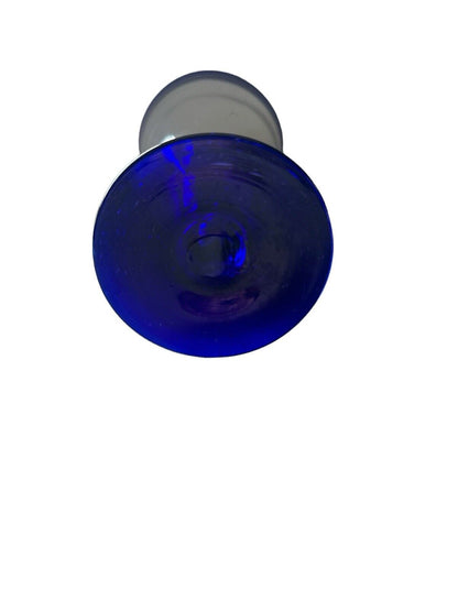 Authentic Blown Glass Drinkware Goblet Cobalt Blue Made In Mexico Tonala 7.5”