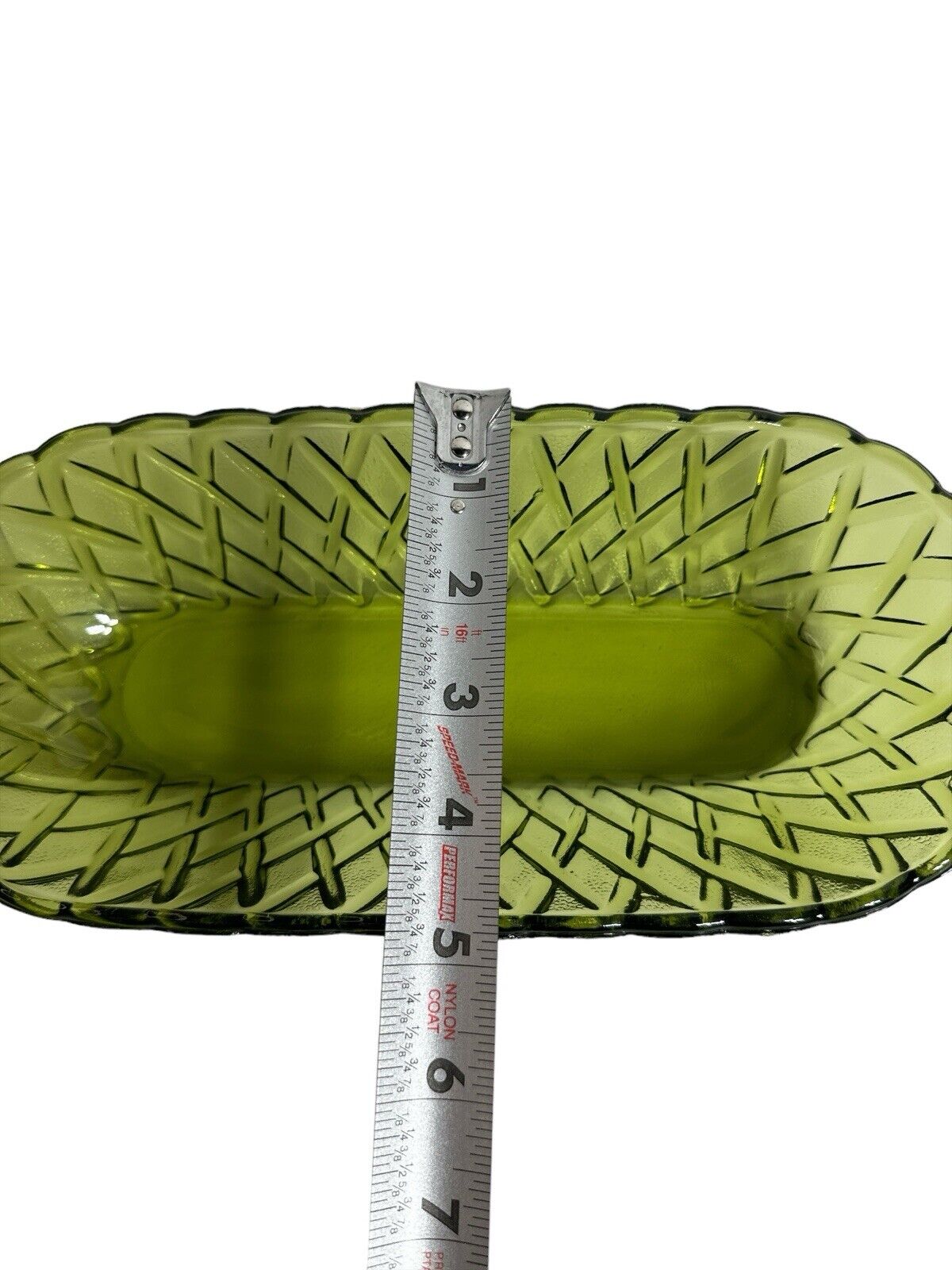Vintage INDIANA GLASS Pretzel Avocado Celery Dish 10” X 5”