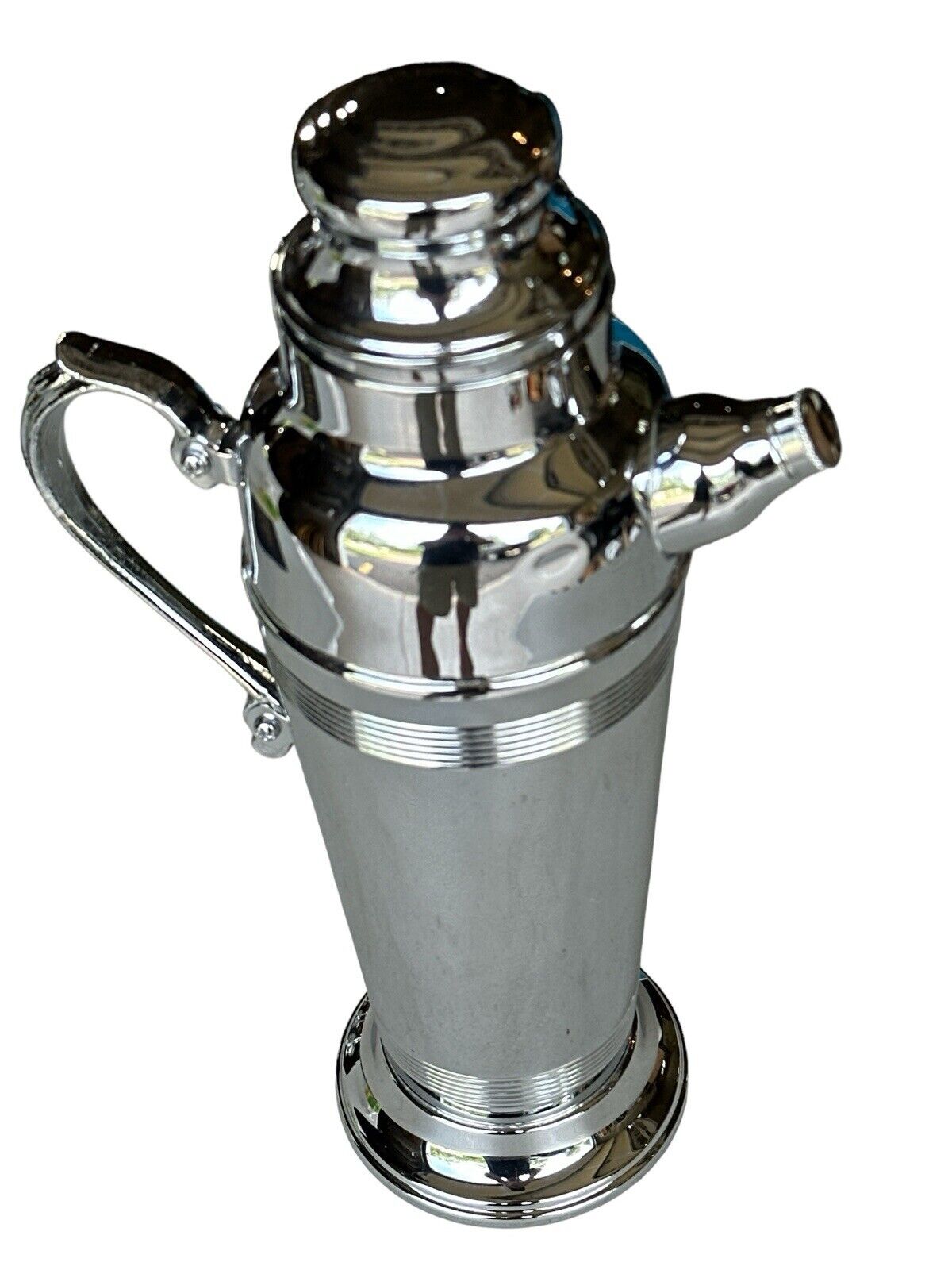 High Quality Vintage Chrome Cocktail Shaker 6 Stemmed Cordials & Bar Book