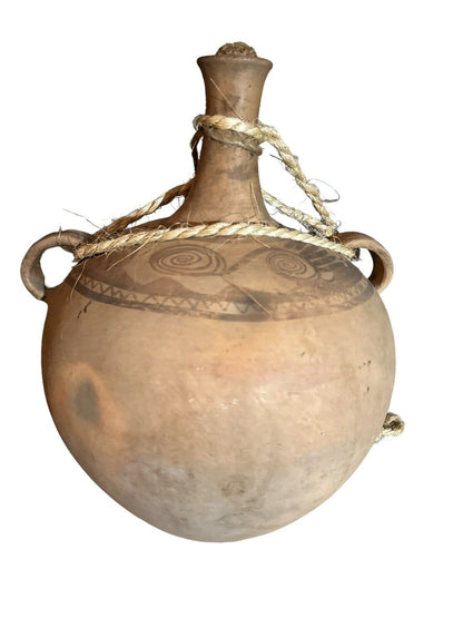 Mid 1900’s Large Long Necked Clay Water Jug Mexico's Huasteca Region 17” X 12”