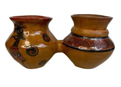 angel ortiz Signed artist pottery Double Vase Beautiful Southwestern Art Mexico