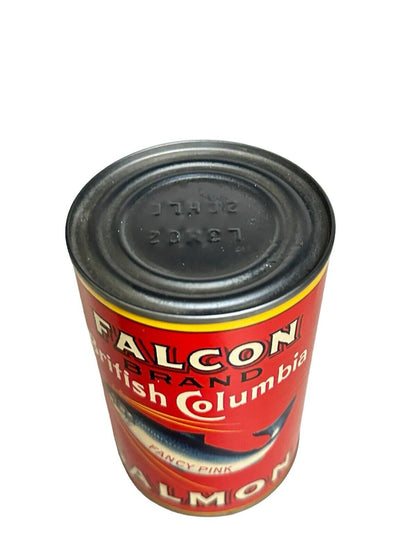 2 Antique Food Can Reprinted Falcon & Paddle Salmon Advertising Cans WWI Label