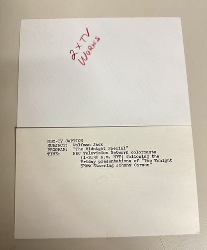 1973 DJ Wolfman Jack Authentic Press Release Photo from The Midnight Show NBC