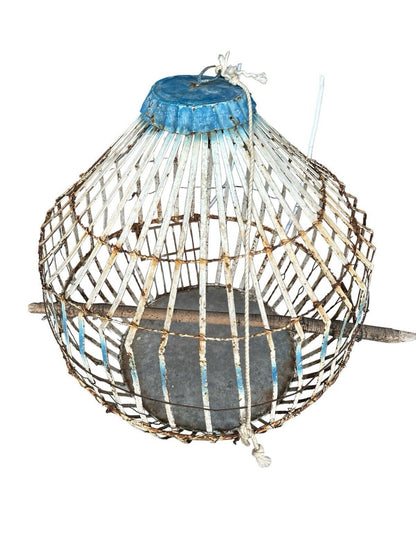 Vintage Large Rustic Metal Bird Cage Handmade Rare Decor Cage Made In Mexico