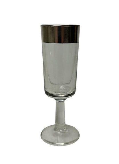 Dorothy Thorpe Lot Of 6 Silver Band Shot Glass Sherry Liqueur Glasses 4.5" H