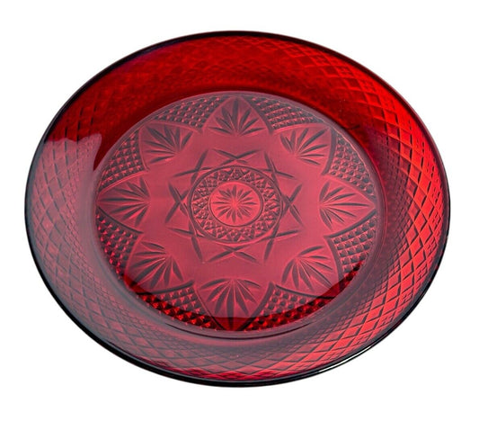 Vintage Luminarc Cristal d'Arques Durand Ruby Red Glass 10" Glass Plate