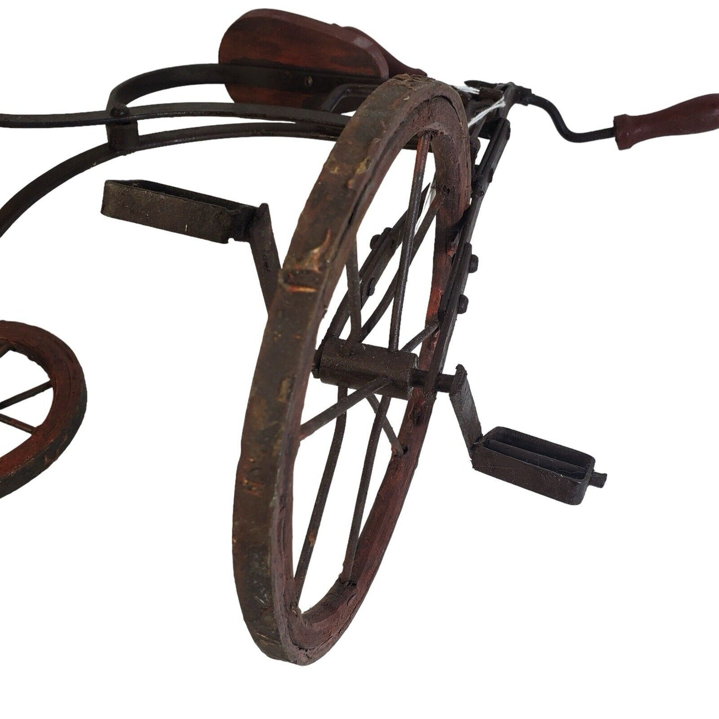 Antique Handmade Metal Iron & Wood Decorative Tricycle Decor Large 15”