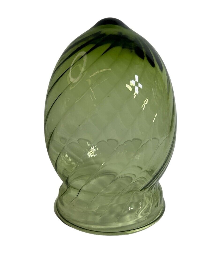 Vintage AVON Olive Green Glass Shade Swirl 6.25"