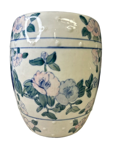 Hand painted chinese chinoiserie diminutive porcelain garden stool plant stand