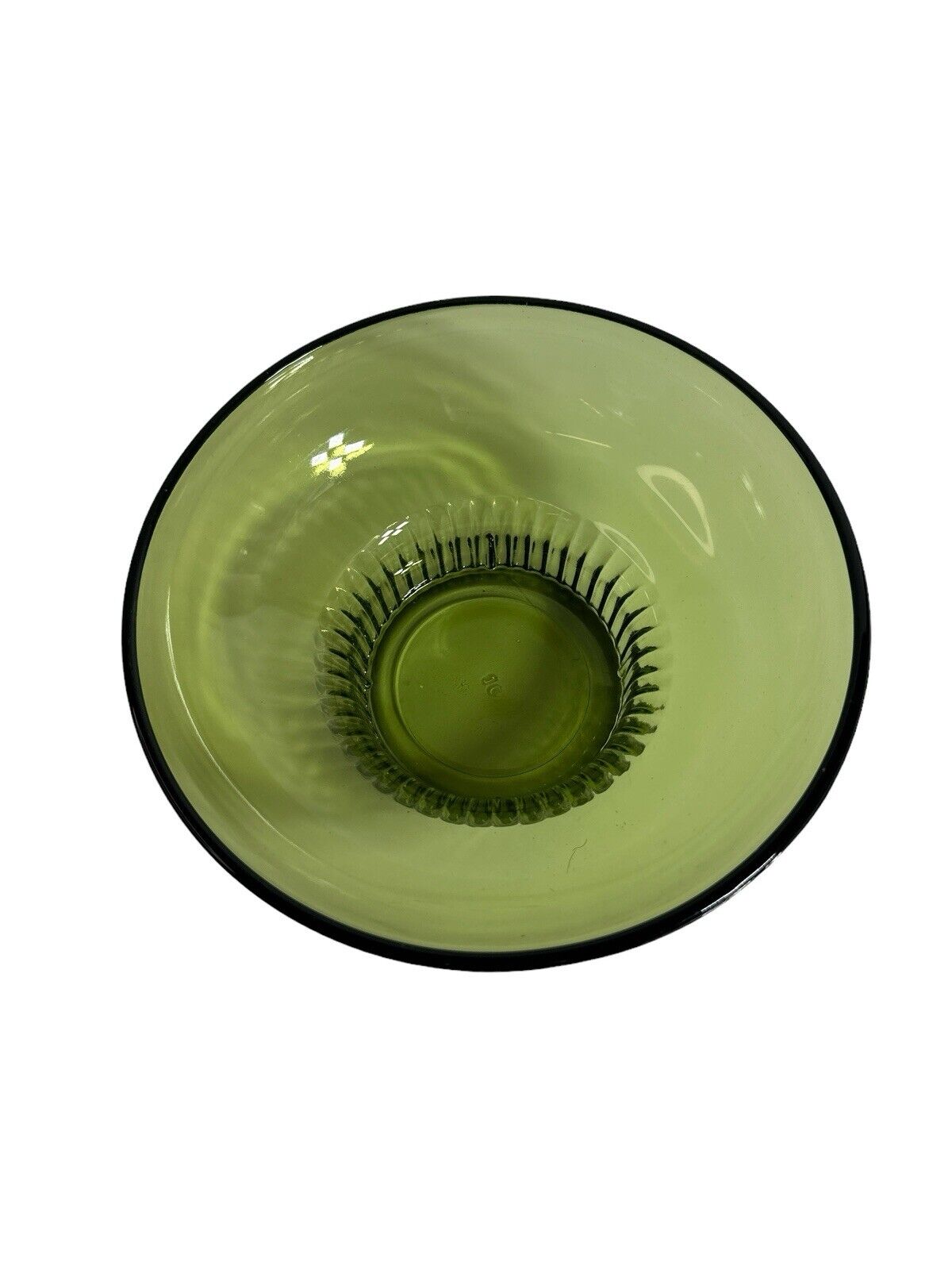 Vintage A.L. Randall Co. 1960s Green Candy Bowl with Ribbed Collar Base
