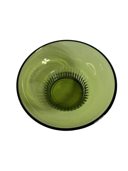 Vintage A.L. Randall Co. 1960s Green Candy Bowl with Ribbed Collar Base