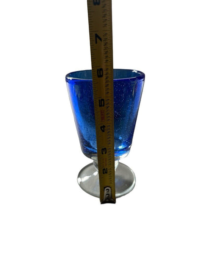 Authentic Blown Glass Cocktail Goblet Cobalt Blue Made In Mexico Tonala 5.5”