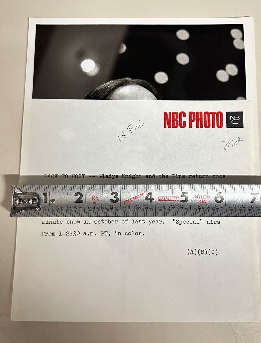 1973 Gladys Night And The Pips Press Release Photo The Midnight Show NBC