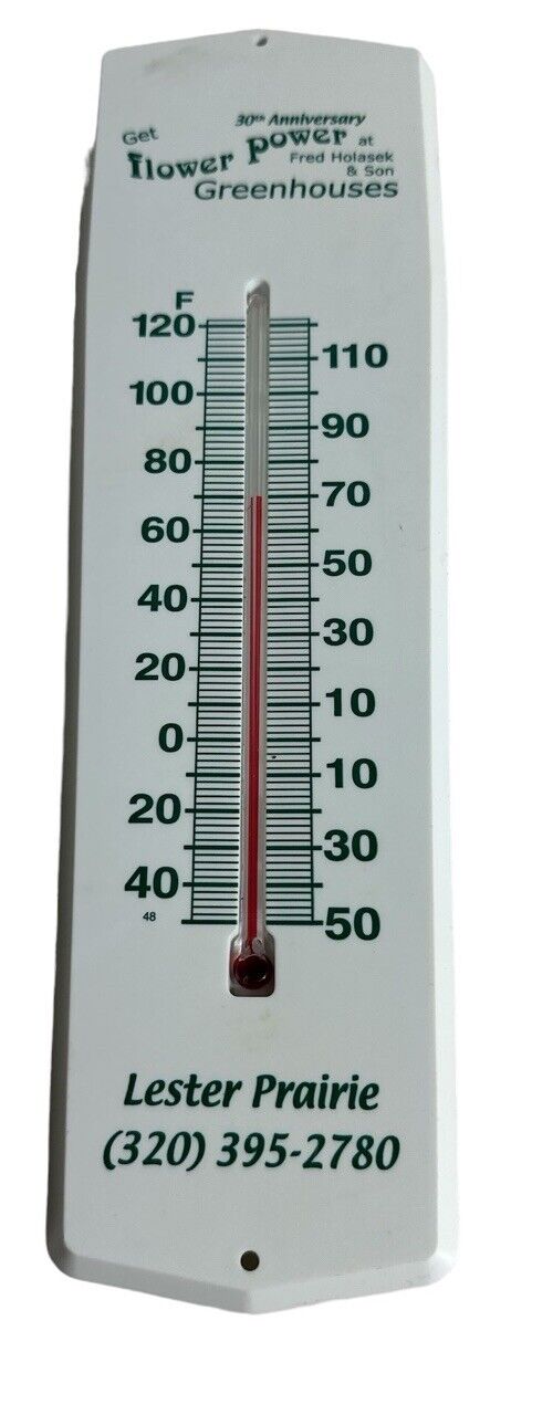 Vintage Flower Power Greenhouse Advertising Plastic Thermometer 11”