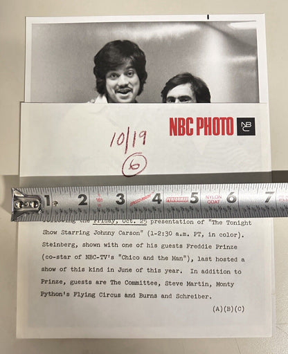 1974 Freddie Prince & David Steinberg Press Release Photo The Midnight Show NBC