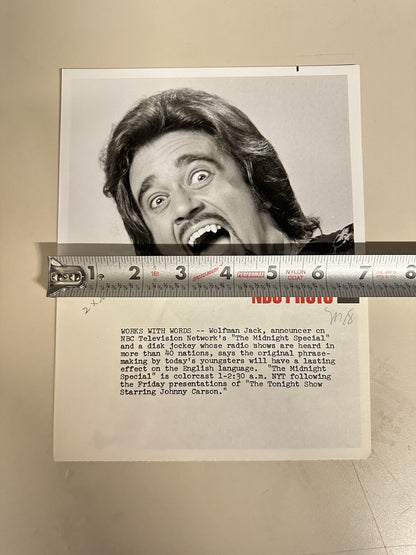 1973 DJ Wolfman Jack Authentic Press Release Photo from The Midnight Show NBC
