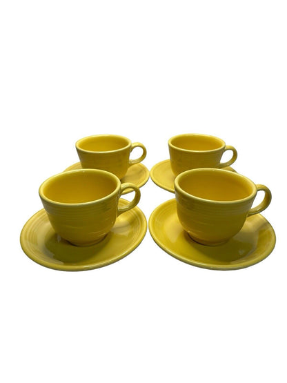 Fiestaware Vtg 2003 Fiesta Coffee Tea Cup and Saucer Set Sunflower yellow Color