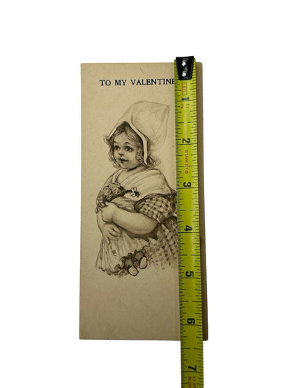 Vintage 1920’s Young Girl With Doll Original Valentines Card Greeting Unused