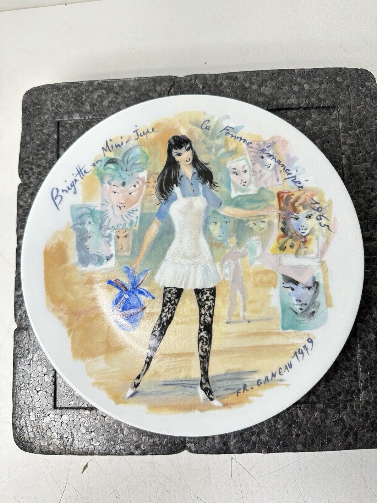 Vintage 1979 D'Arceau Limoges Collectors Plate Brigitte En Mini Jupe 1965