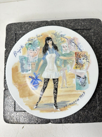 Vintage 1979 D'Arceau Limoges Collectors Plate Brigitte En Mini Jupe 1965