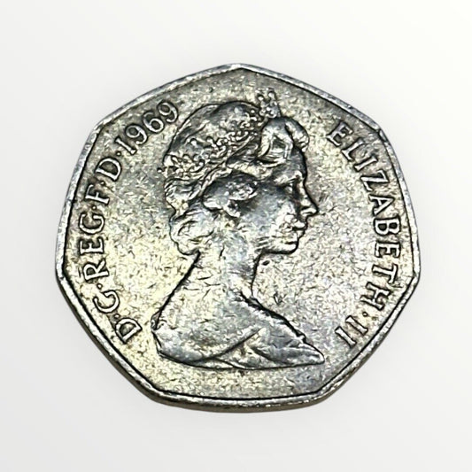 1969 United Kingdom Queen Elizabeth II  50 New Pence Coin