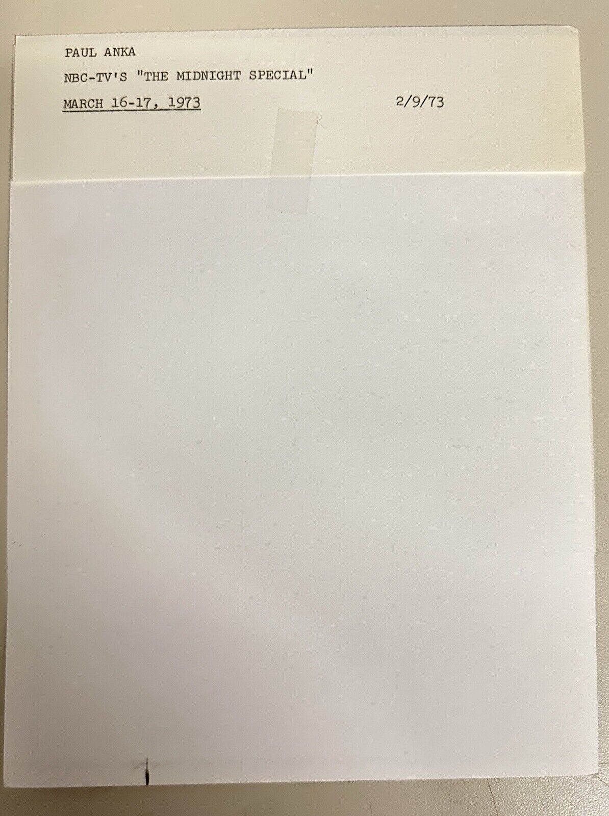 1973 Paul Anna Press Release Photo The Midnight Show NBC
