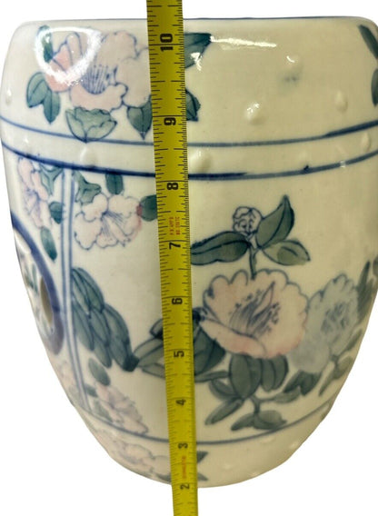 Hand painted chinese chinoiserie diminutive porcelain garden stool plant stand
