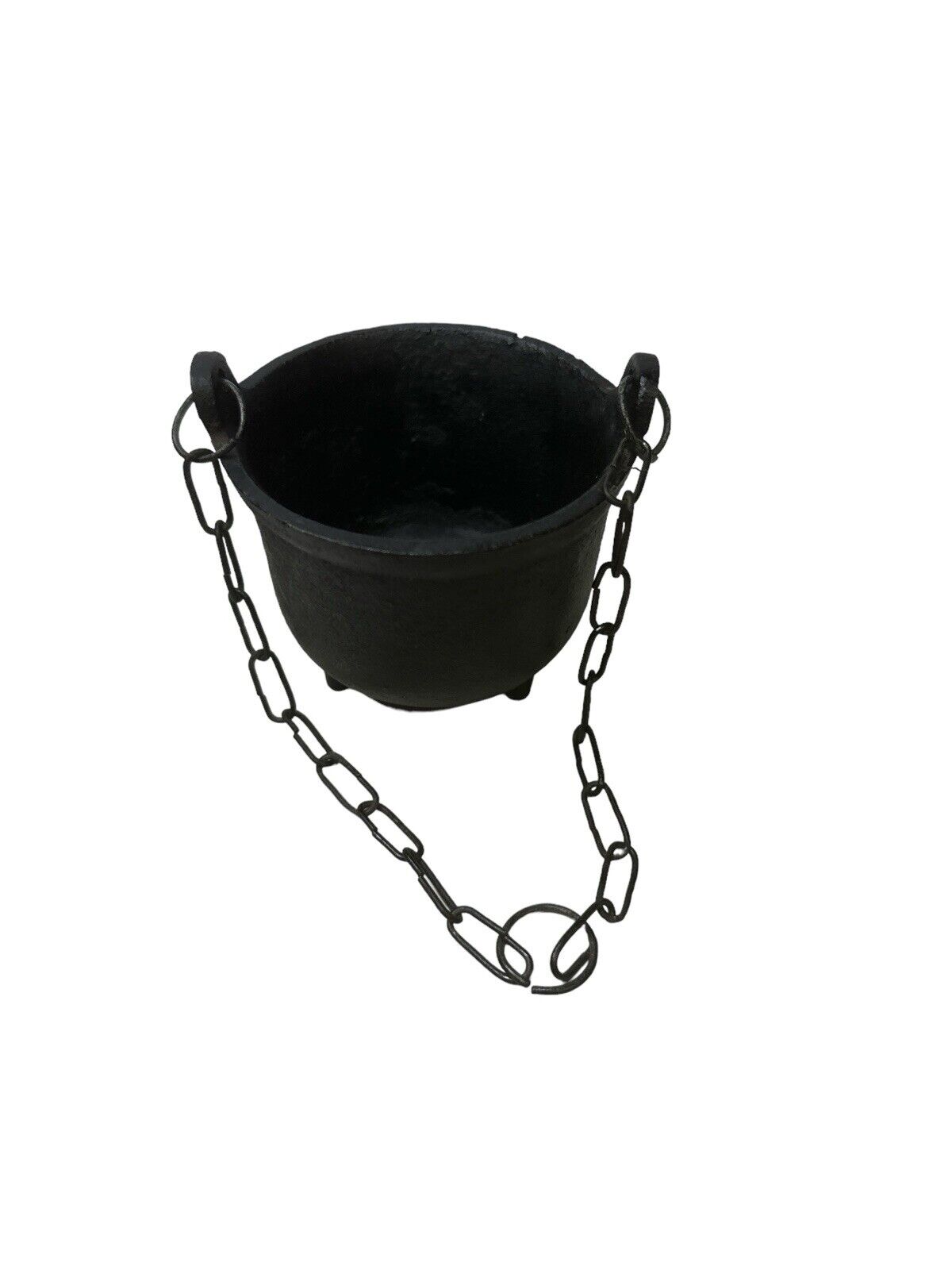 Vintage Salesman Sample Cast Iron Pot Small Cauldron 2.5” X 3” Hanging Chain