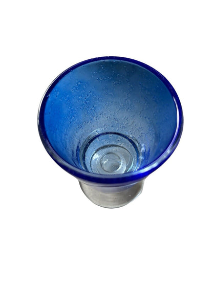 Authentic Blown Glass Cocktail Goblet Cobalt Blue Made In Mexico Tonala 5.5”