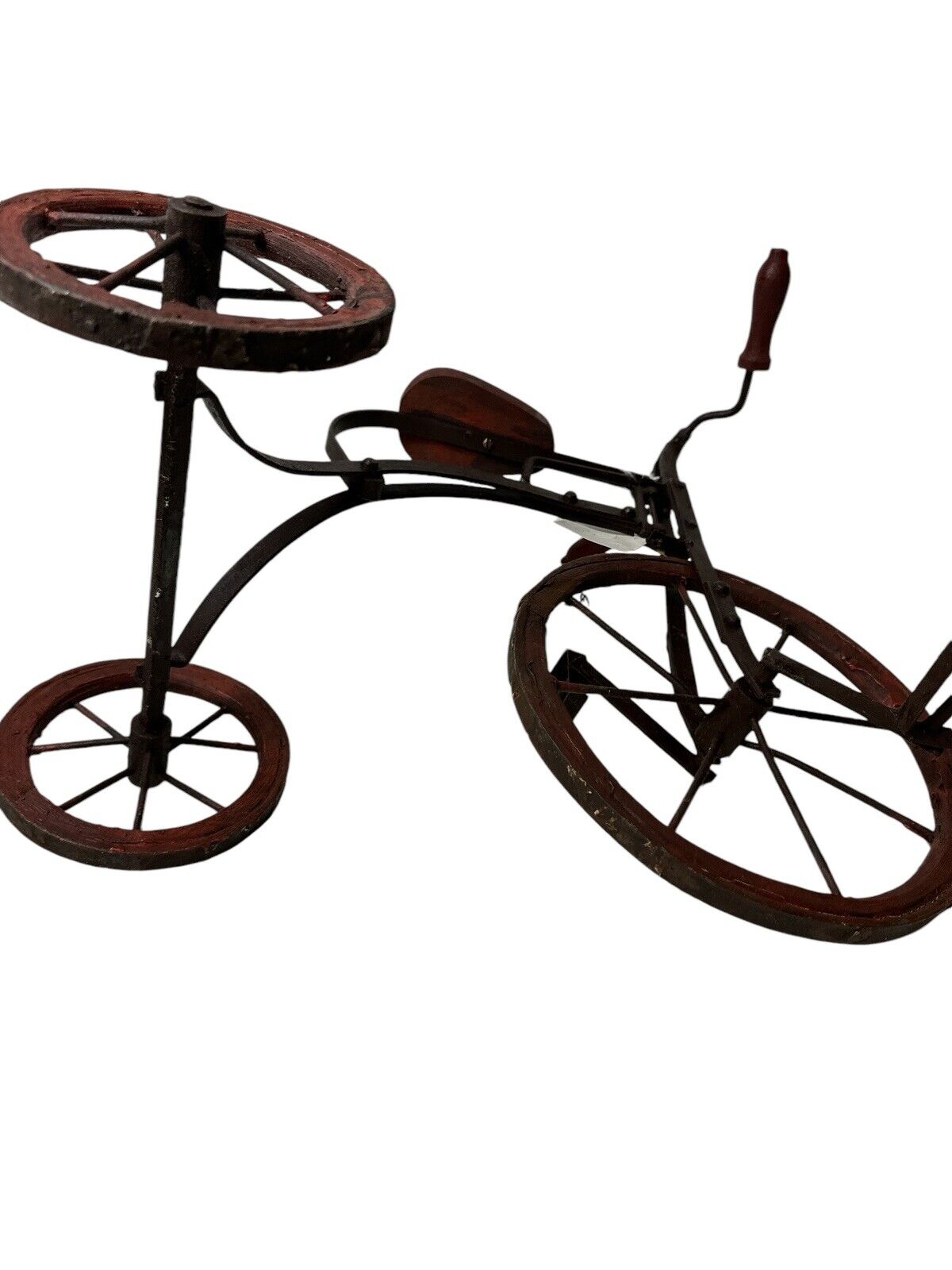 Antique Handmade Metal Iron & Wood Decorative Tricycle Decor Large 15”