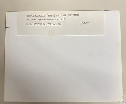 1973 Curtis Mayfield & Jose Feliciano Press Release Photo The Midnight Show NBC