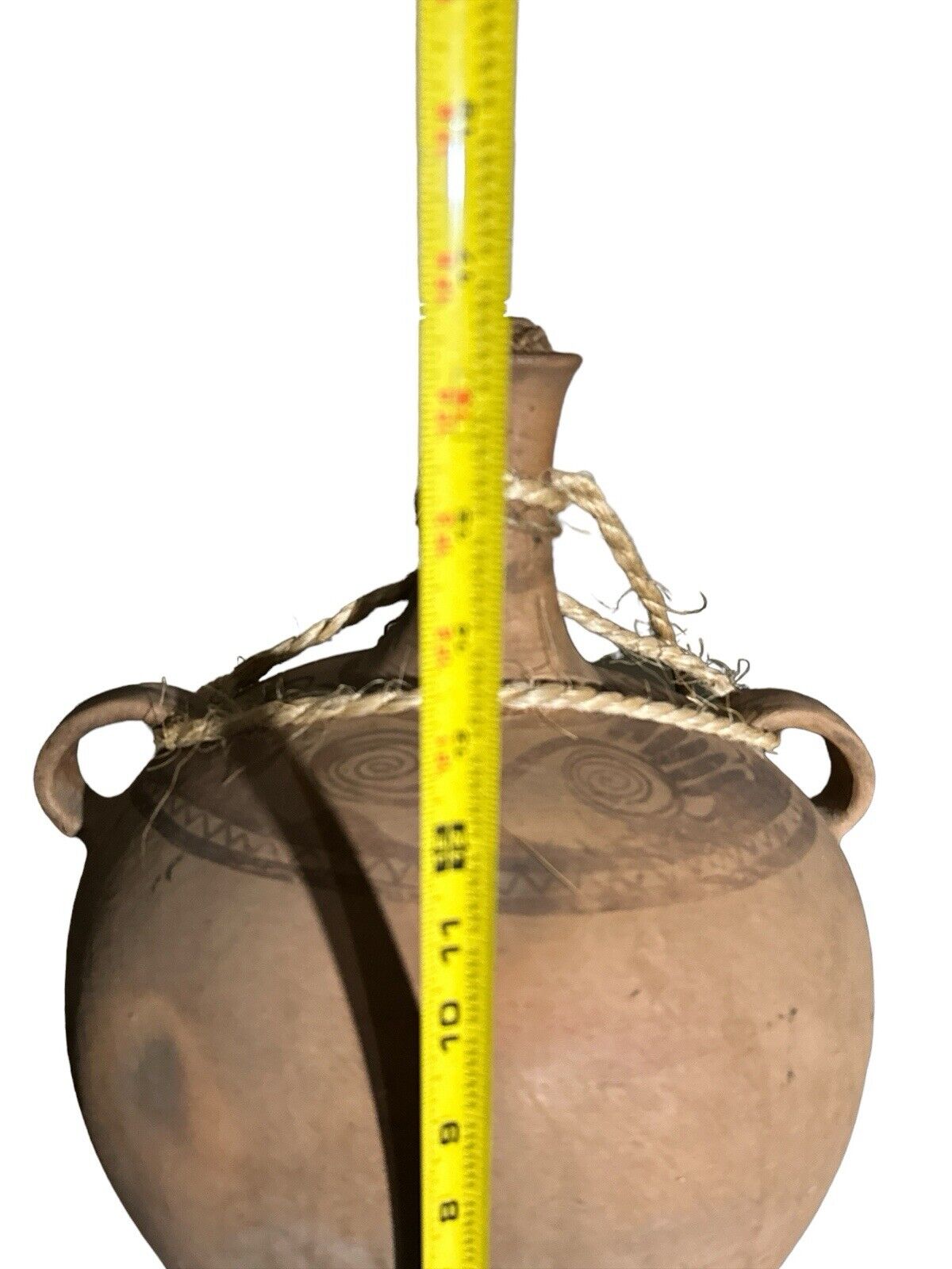 Mid 1900’s Large Long Necked Clay Water Jug Mexico's Huasteca Region 17” X 12”