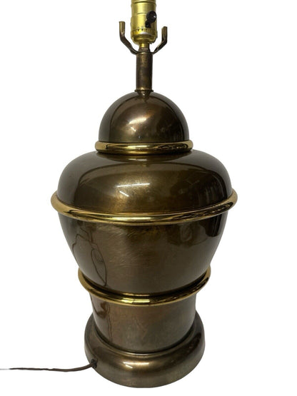 Vtg 1970’s MCM Brass Two Tone Table Lamp Ginger Jar Shape Westwood Industries